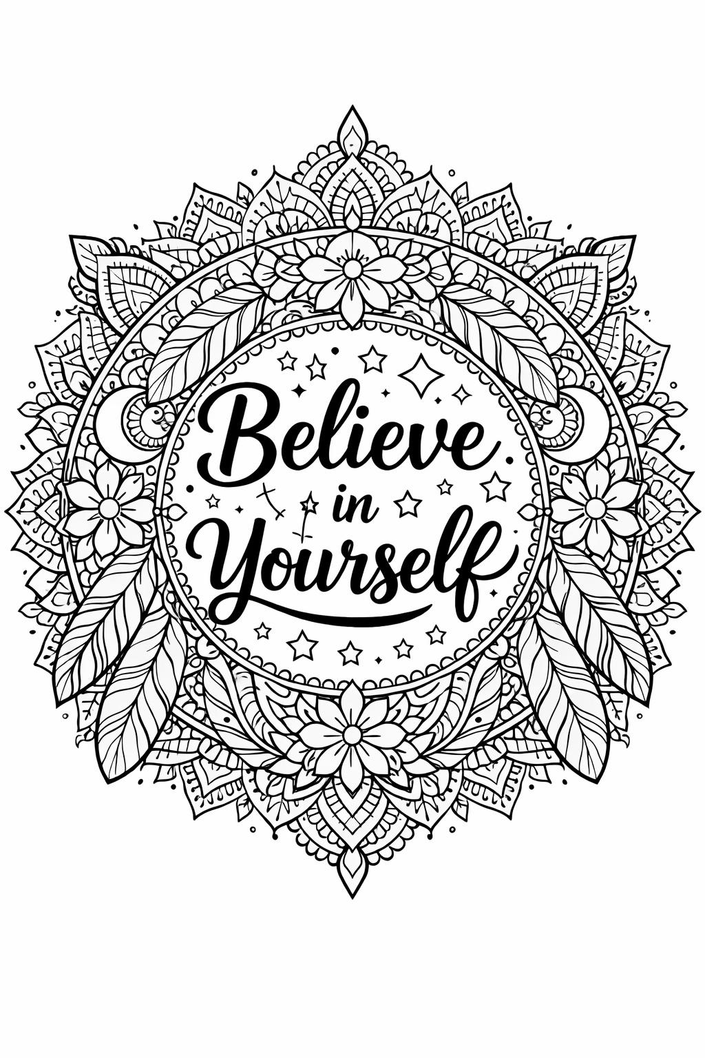 mindfulness coloring page | calming inspirational illustration | peaceful coloring sheet