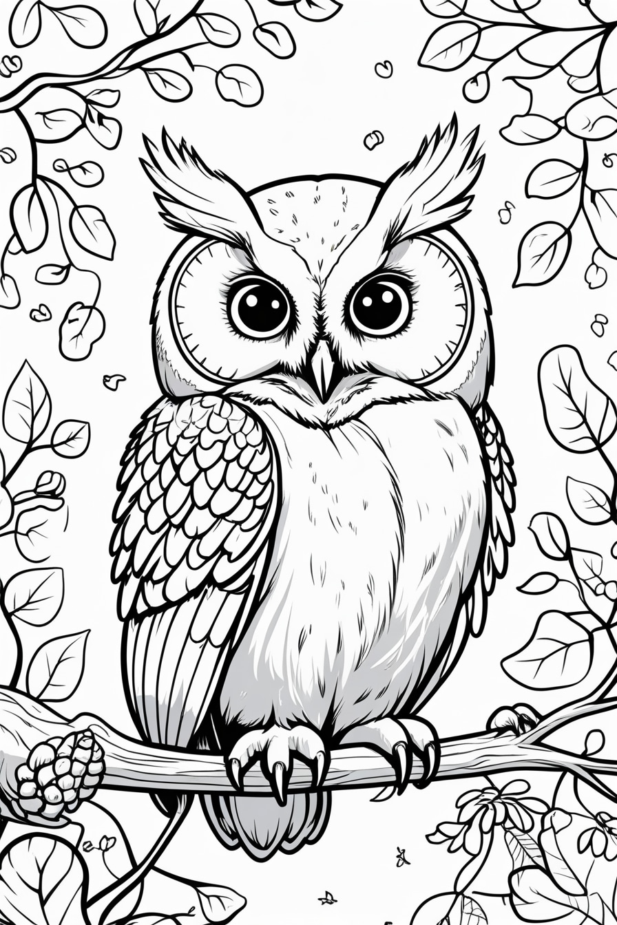 Fall Owl - Autumn Coloring Page for kids