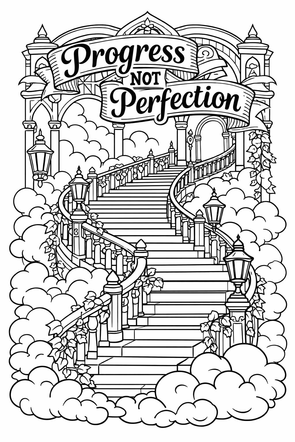 strength quote coloring page | empowering motivational words | positive affirmation art