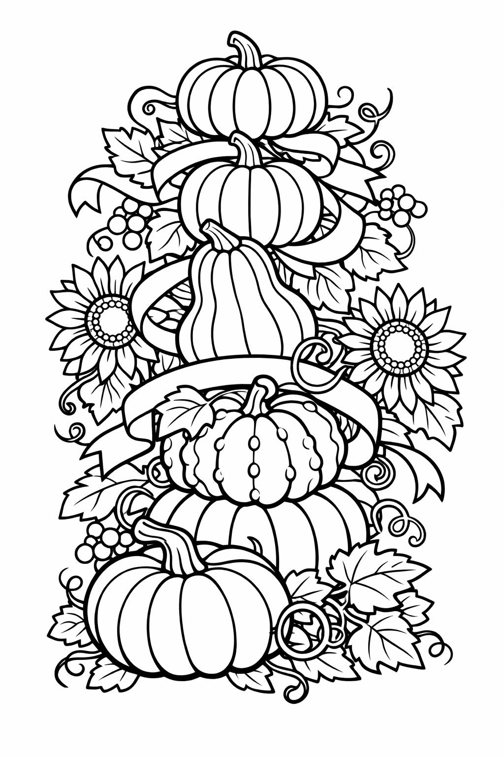 pumpkin patch coloring page | autumn farm scene | seasonal coloring sheet