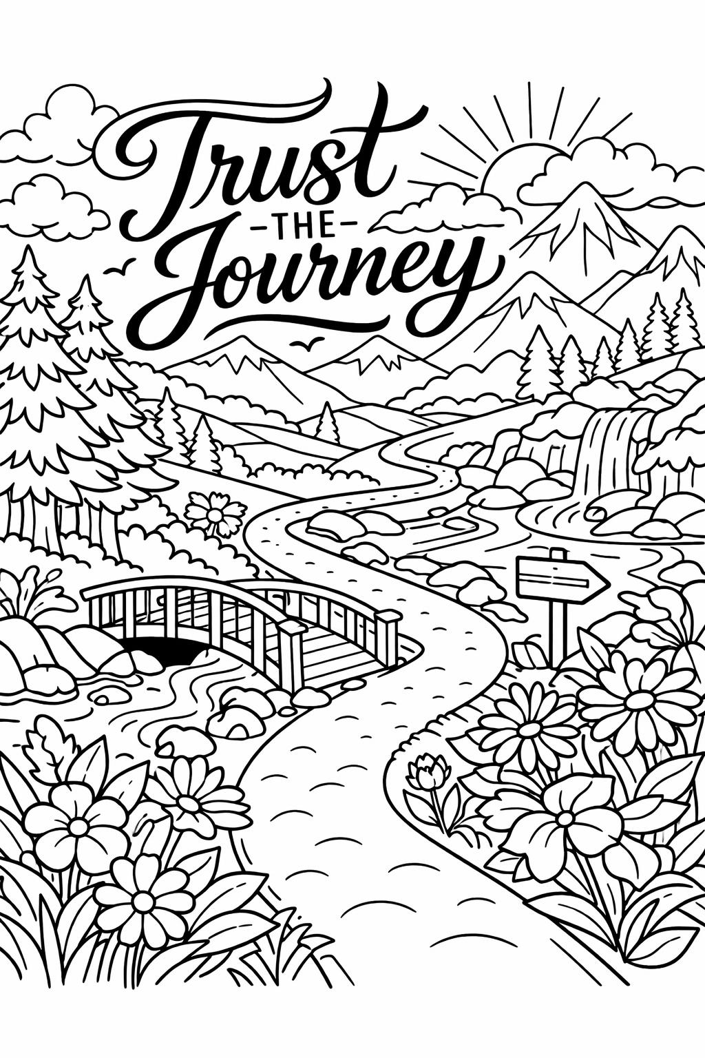 floral affirmation coloring page | positive flower quote | calming nature artwork