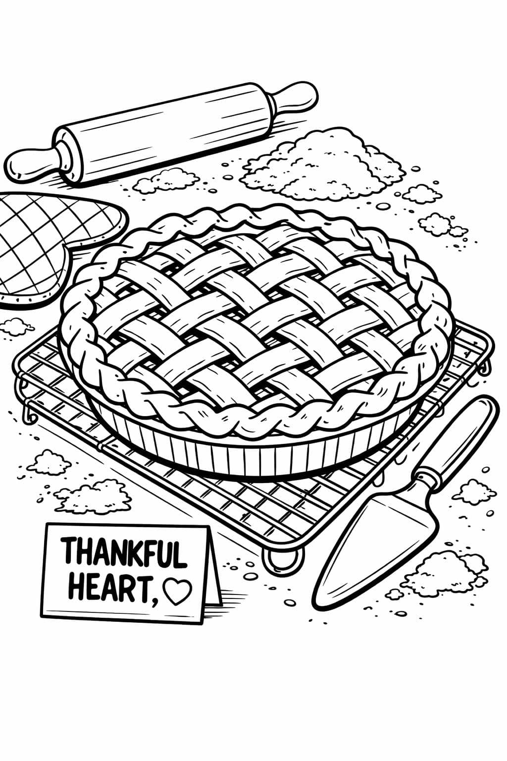 Thanksgiving turkey and pumpkins coloring page | festive adult coloring sheet | free printable holiday art