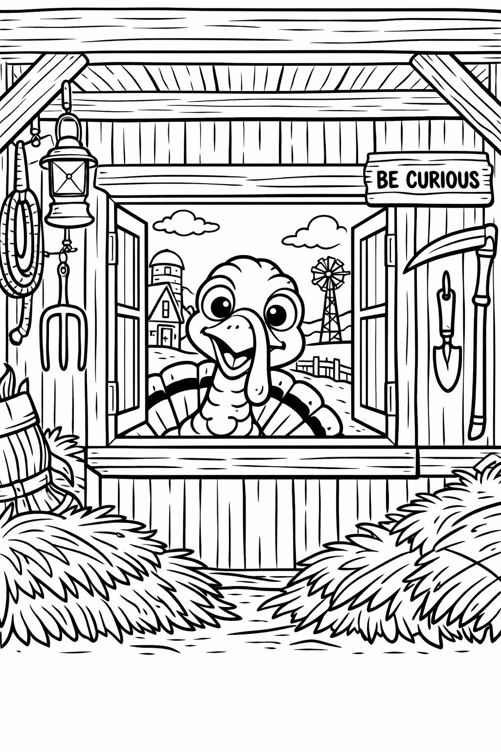 turkey family coloring page | Thanksgiving kids printable | festive holiday activity