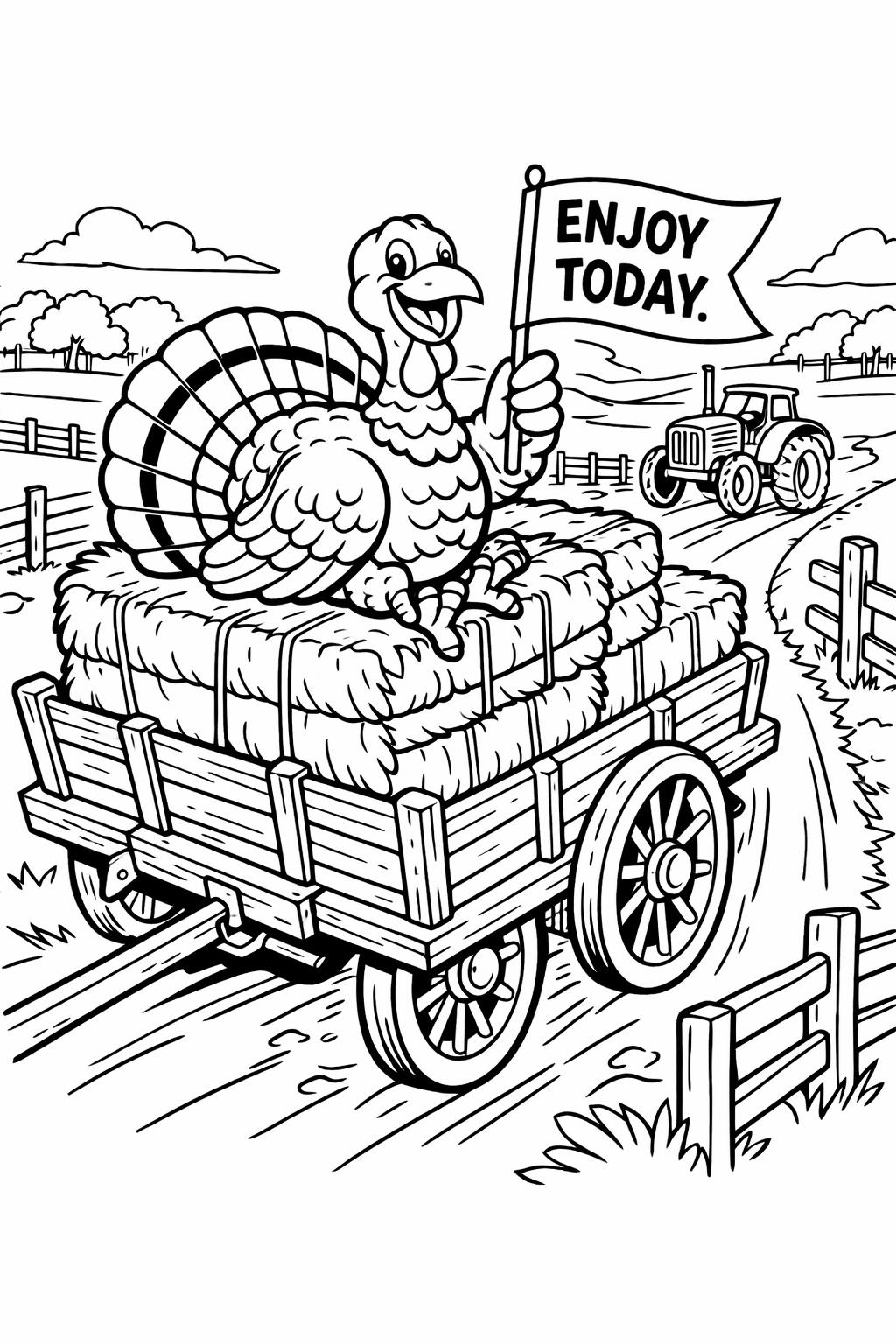 funny turkey coloring page | Thanksgiving kids activity | printable holiday coloring sheet