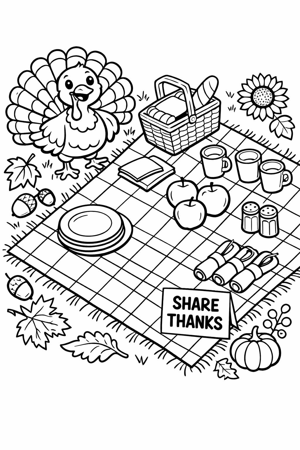 turkey coloring sheet for children | Thanksgiving printable activity | holiday coloring fun