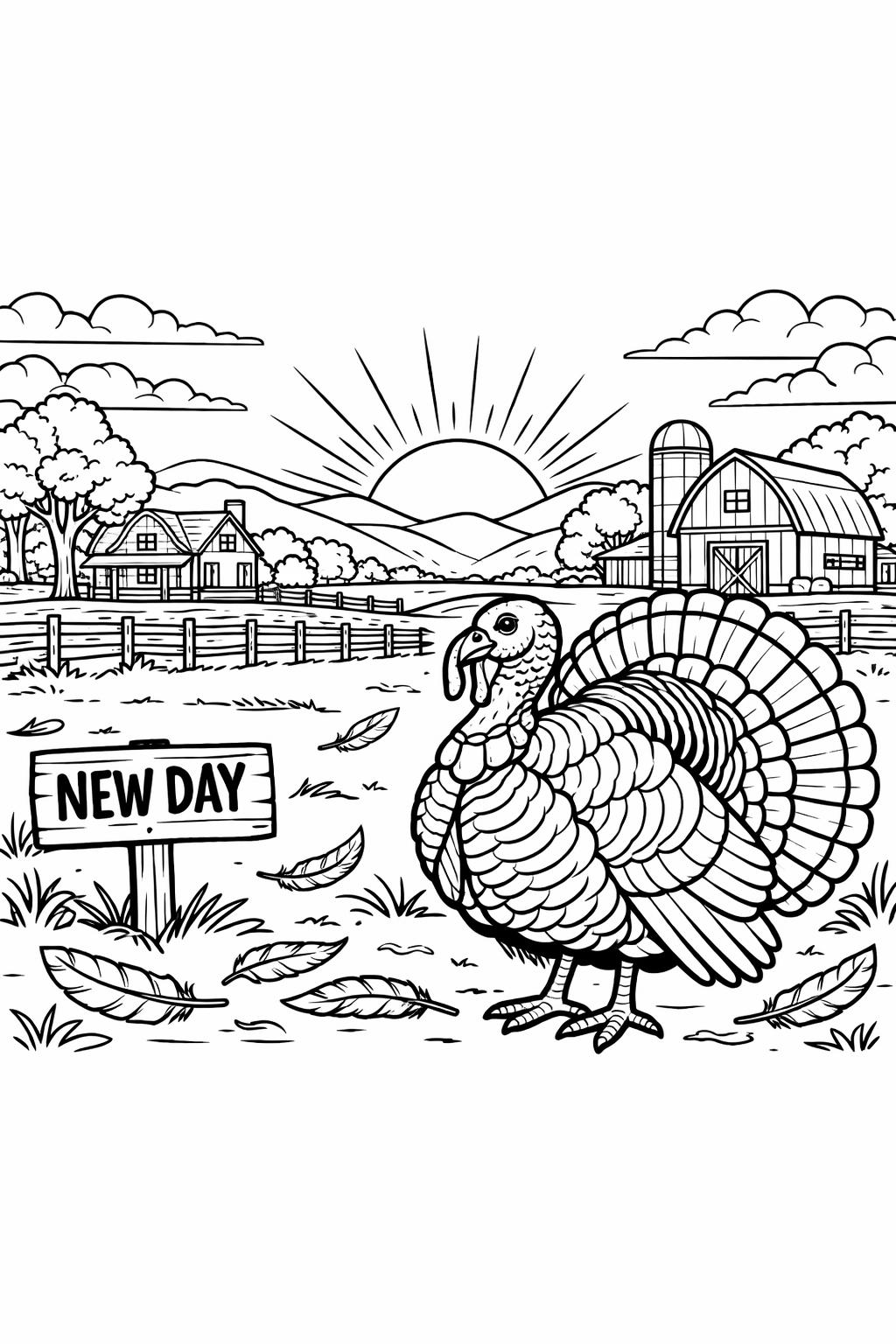 turkey feathers coloring page | Thanksgiving themed printable | creative kids coloring sheet
