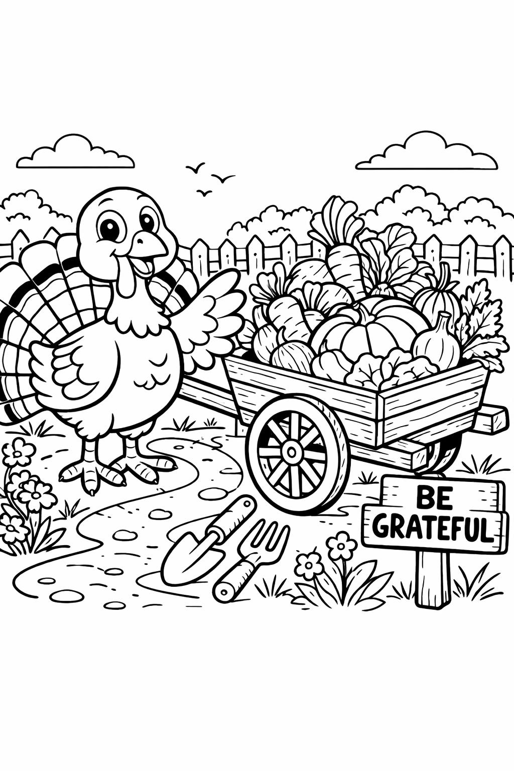 turkey with feathers coloring page | Thanksgiving coloring sheet | creative holiday printable
