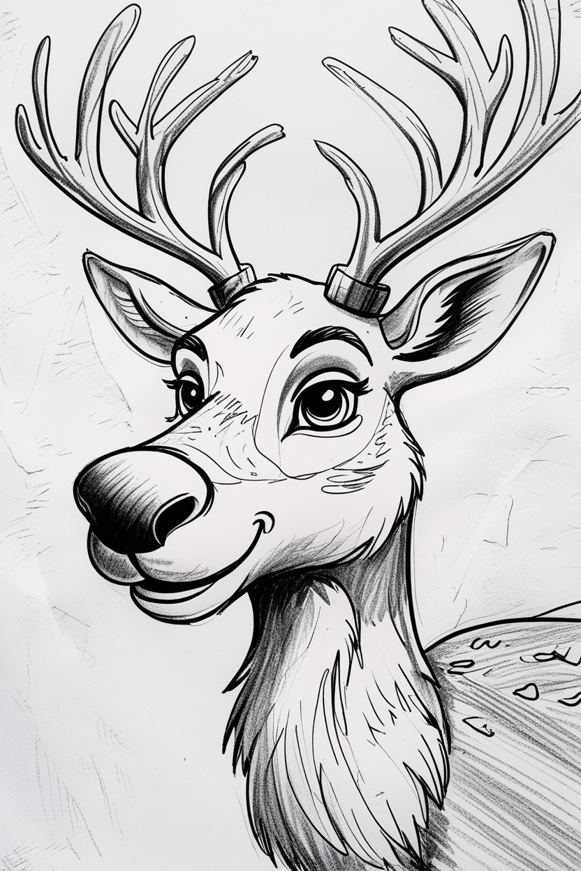 Cute Reindeer Winter Coloring Page for all ages