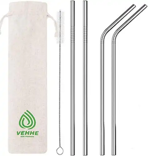 VEHHE Metal Straws Stainless Steel Straws Drinking Straws Reusable