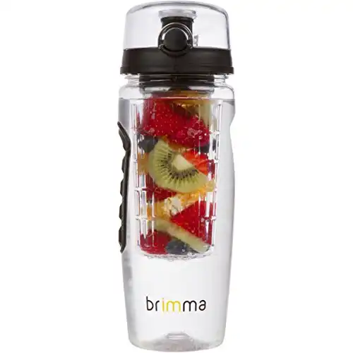 Brimma Fruit Infuser Water Bottle - 32 oz Large, Leakproof Plastic Fruit Infusion Water Bottle
