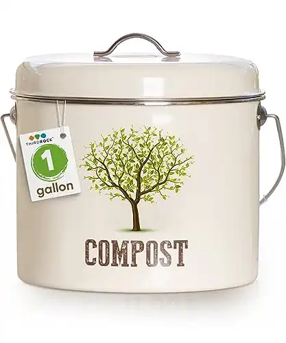 Third Rock Kitchen Compost Bin Countertop – 1.0 Gallon Compost Bucket for Kitchen