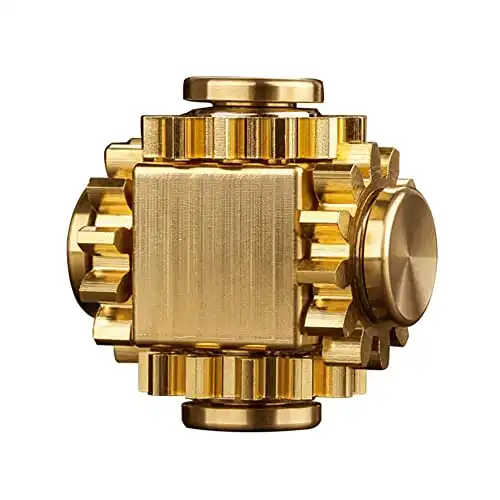 PAPUKA Pure Brass Cube Gears Linkage Anti-Anxiety Fidget Spinner Toy