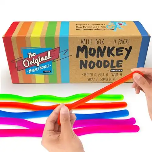 The Original Monkey Noodle Fidget Toy - 5 Pack - Stretchy Sensory Toys
