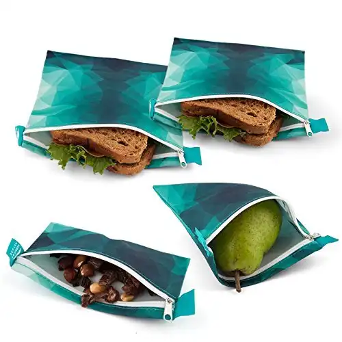 Nordic By Nature 4 Pack - Reusable Sandwich Bags Dishwasher Safe BPA Free