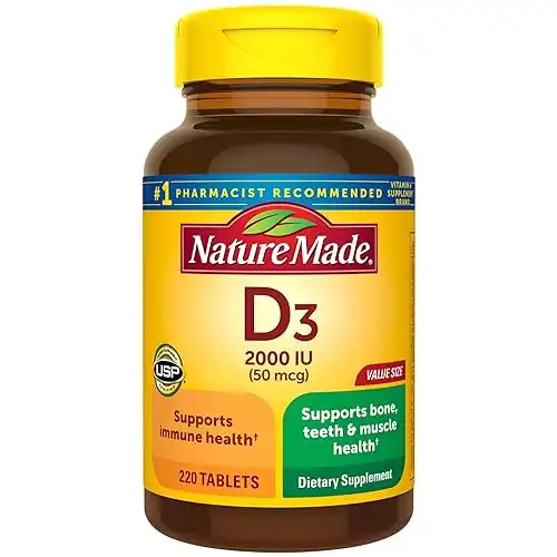 Vitamin D3, 220 Tablets, Vitamin D 2000 IU (50 mcg), 250% of Daily Value for Vitamin D in One Daily Tablet