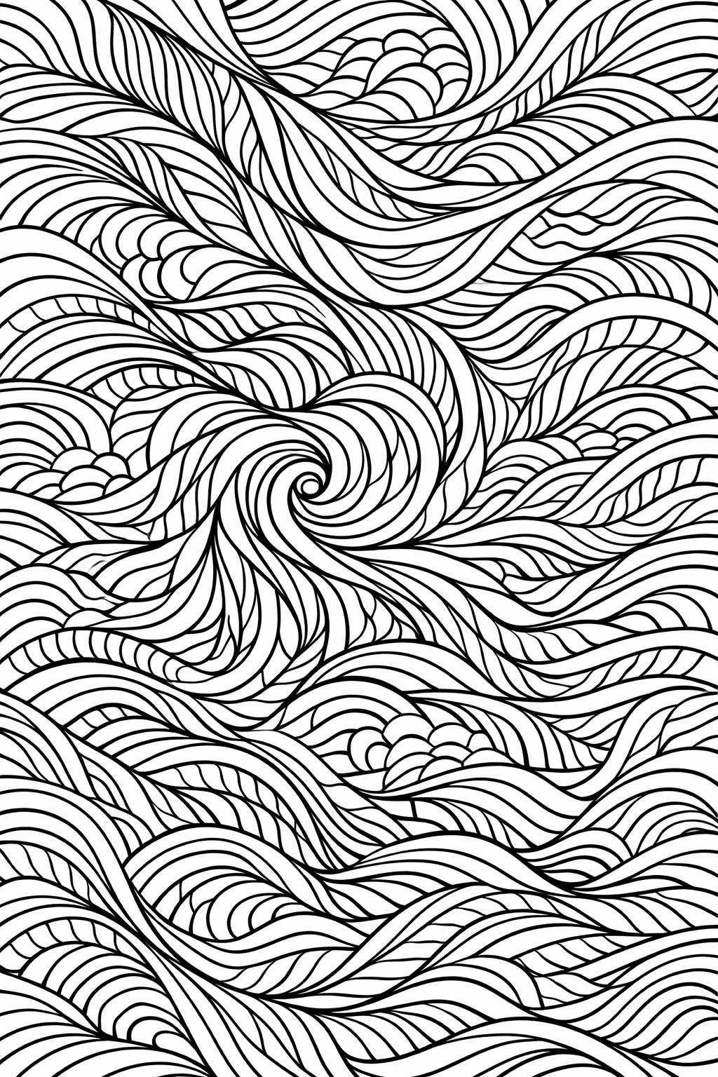 soothing wave pattern coloring | gentle flowing lines | peaceful abstract design