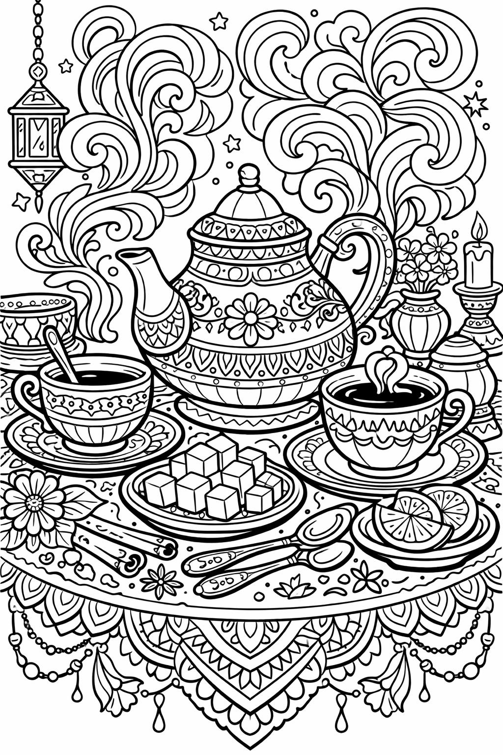 paisley stress relief coloring | decorative curved patterns | relaxing art sheet