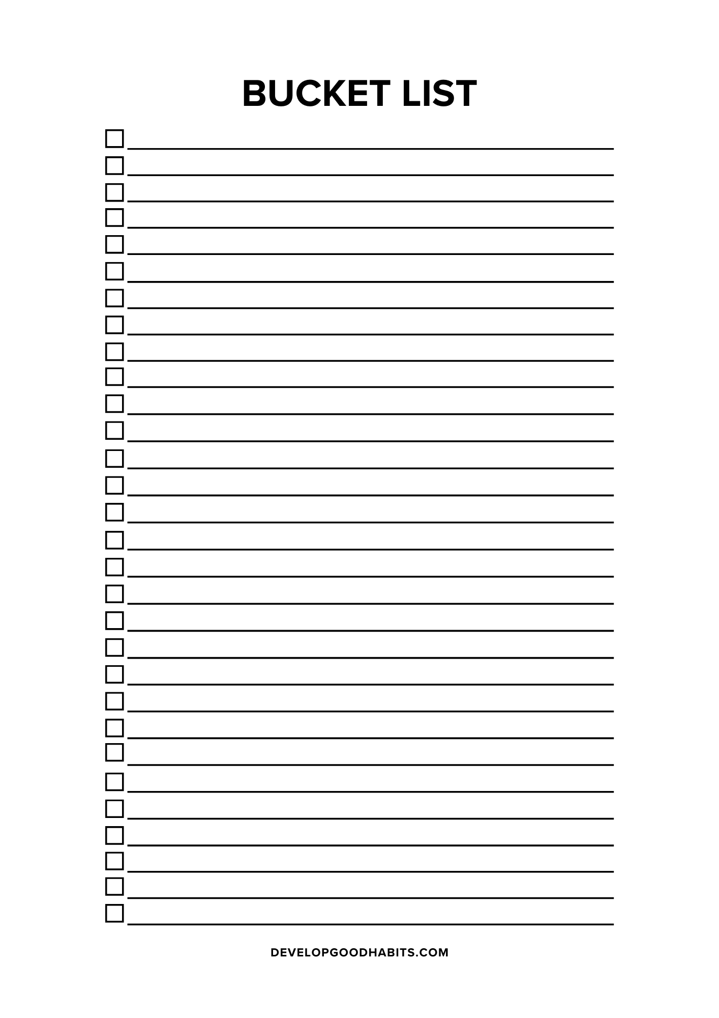 bucket list templates | bucket list | bucket list examples 100
