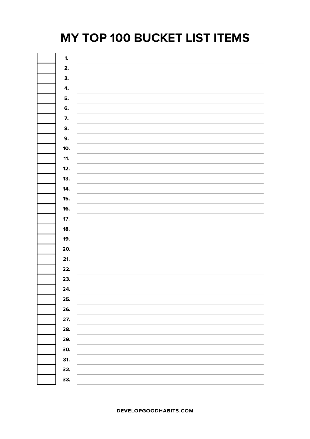 15 Bucket List Templates and Worksheets for 2024 Happier Human