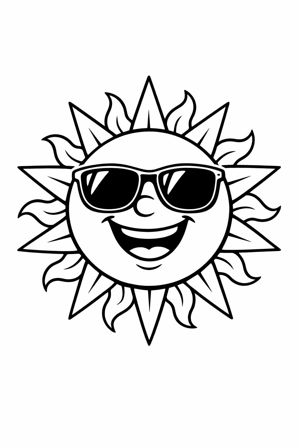 summer sunset coloring page | ocean horizon view | relaxing evening scene