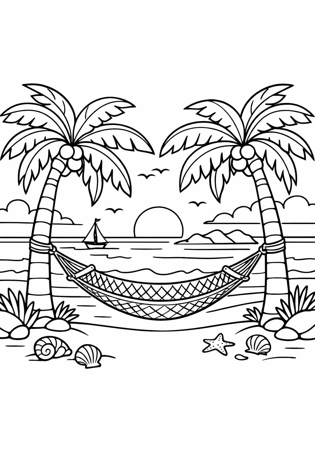 summer vacation coloring page | travel and отдых scene | holiday theme art