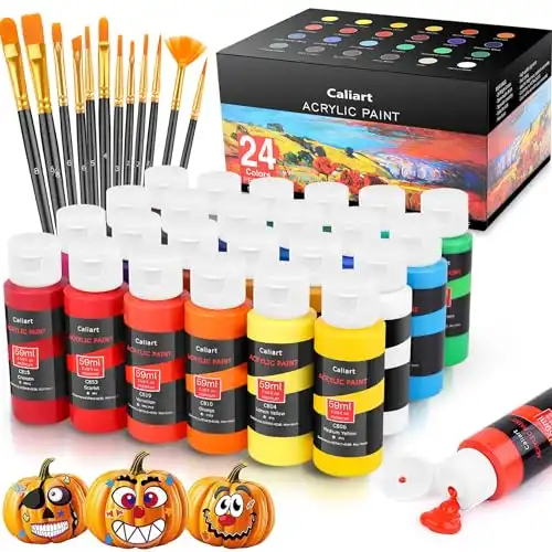 Caliart Acrylic Paint Set With 12 Brushes