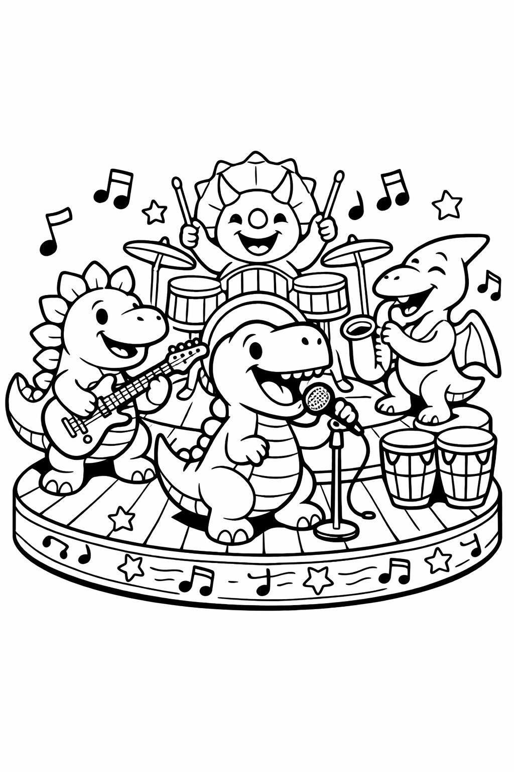 cartoon T-rex coloring page | fun dinosaur character | playful coloring sheet