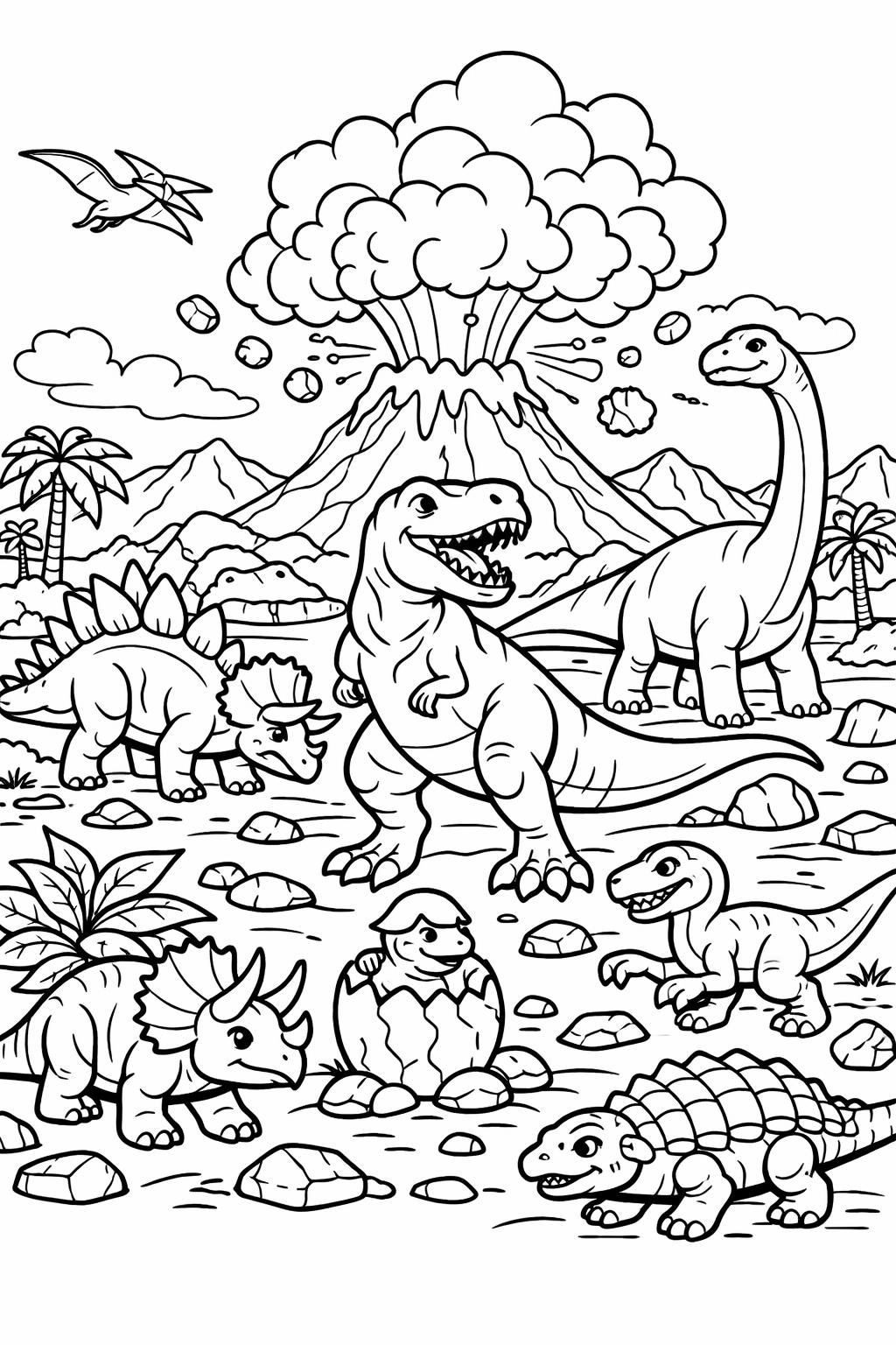 dinosaur egg coloring page | hatching dino design | cute prehistoric sheet