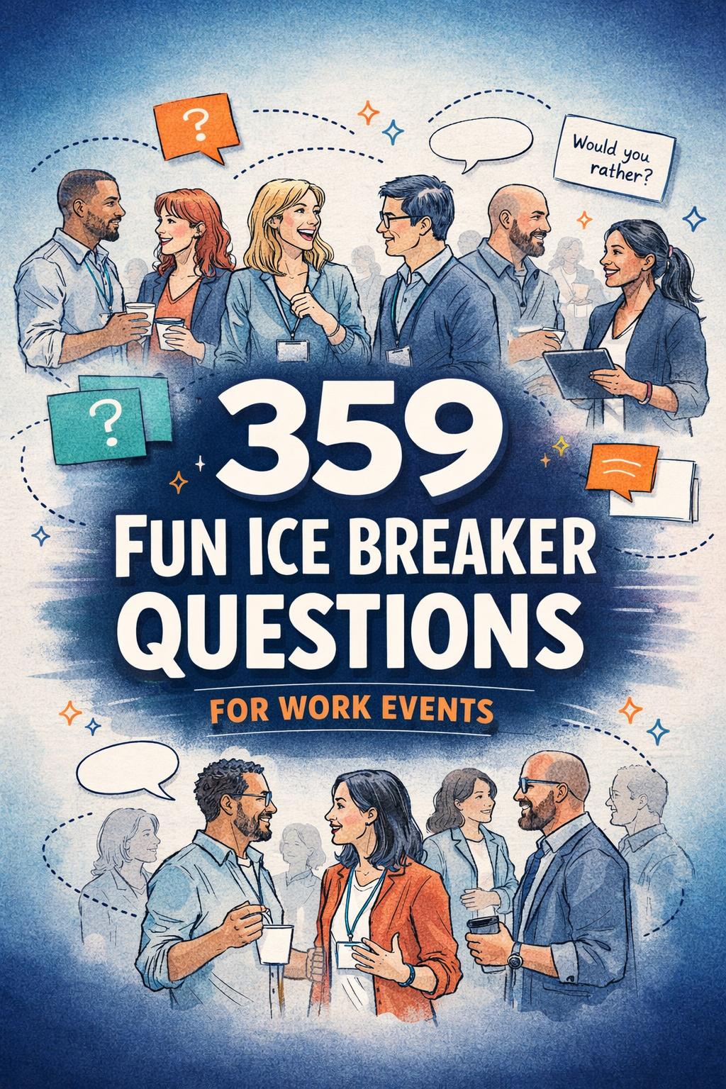 359 Fun Ice Breaker Questions for Work: Boost Team Dynamics and Foster Communication. Discover 359 engaging ice breaker questions to liven up any work meeting and strengthen team connections. Perfect for promoting communication and collaboration.Ice Breaker Questions | Team Building | Workplace Fun | Meeting Starters | Employee Engagement | Corporate Icebreakers | Professional Interaction | Team Dynamics | Office Icebreakers