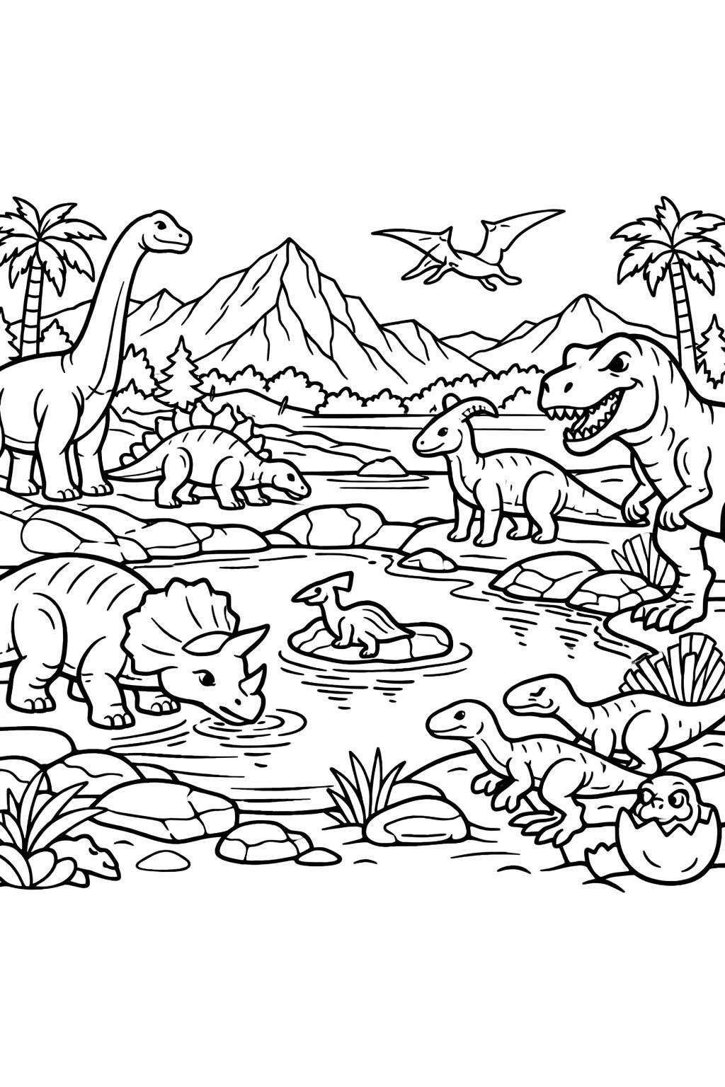 baby dinosaur coloring page | adorable dino character | playful coloring page