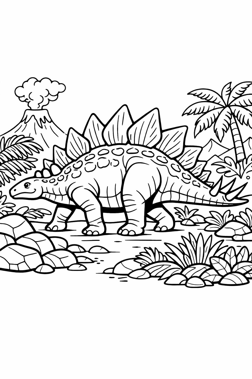 cartoon dinosaur coloring page | friendly dino character | easy kids coloring sheet