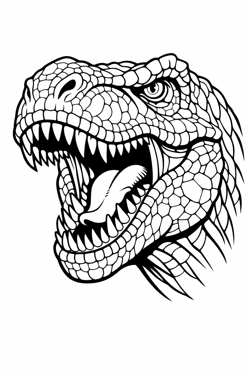 T-rex coloring page for kids | simple dinosaur outline | playful prehistoric design