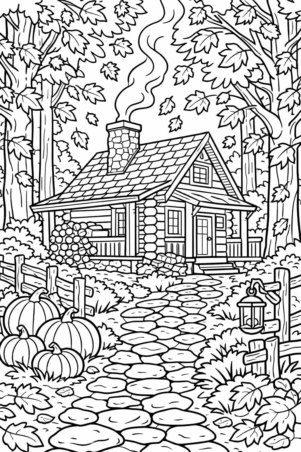 leaf bouquet coloring page | beautiful fall foliage | cozy coloring page