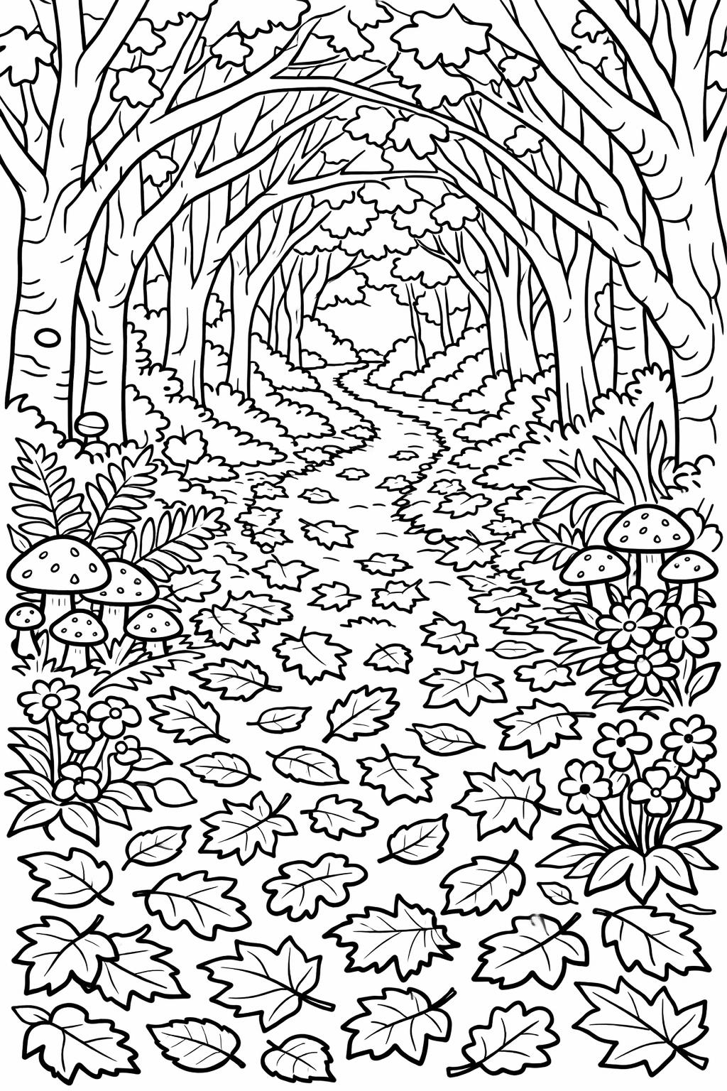 maple leaf coloring page | detailed autumn foliage | nature coloring page