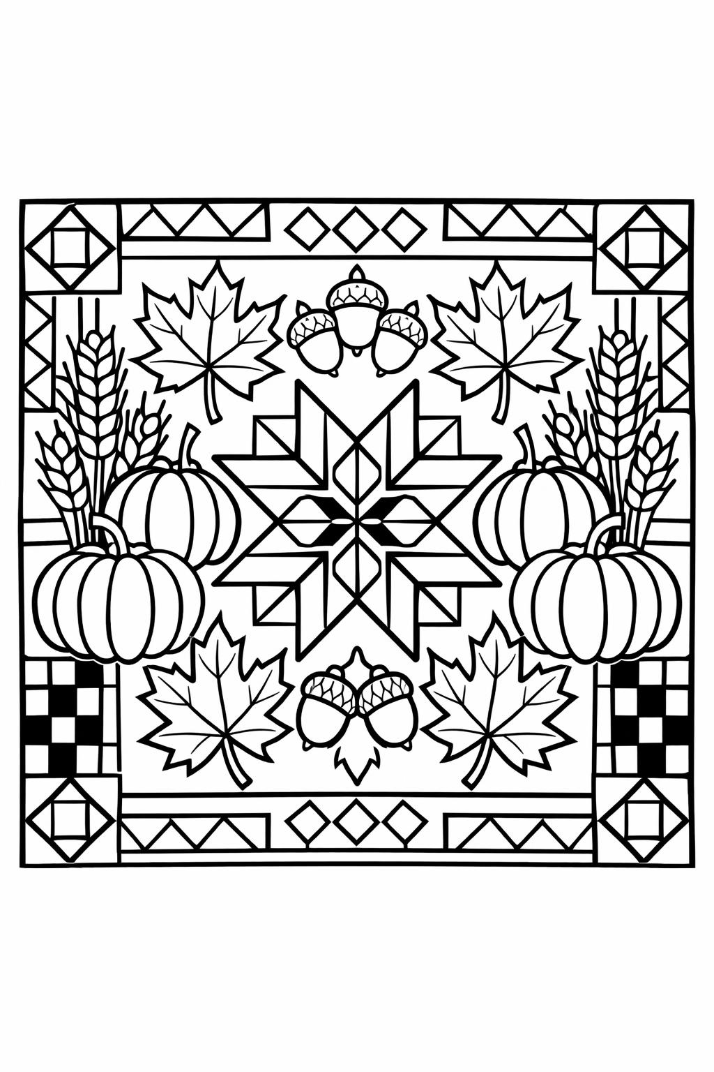 squirrel coloring page | acorns and autumn leaves | fun animal artwork