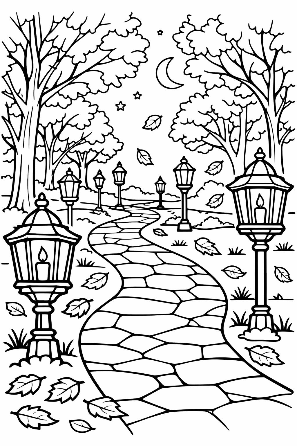 mushroom coloring page | forest nature artwork | autumn activity sheet