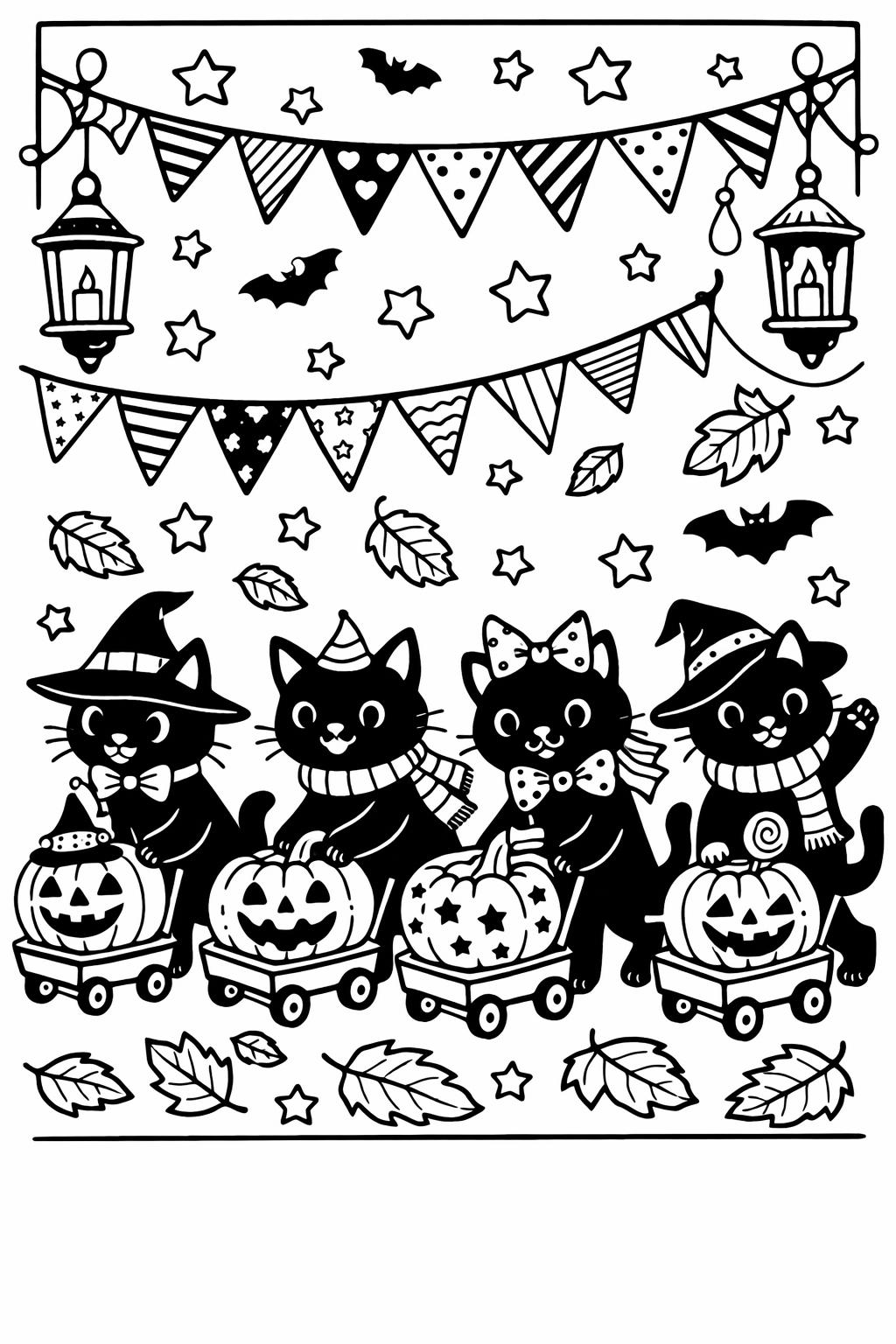 Halloween doodle coloring page | spooky themed sketches | fun coloring page