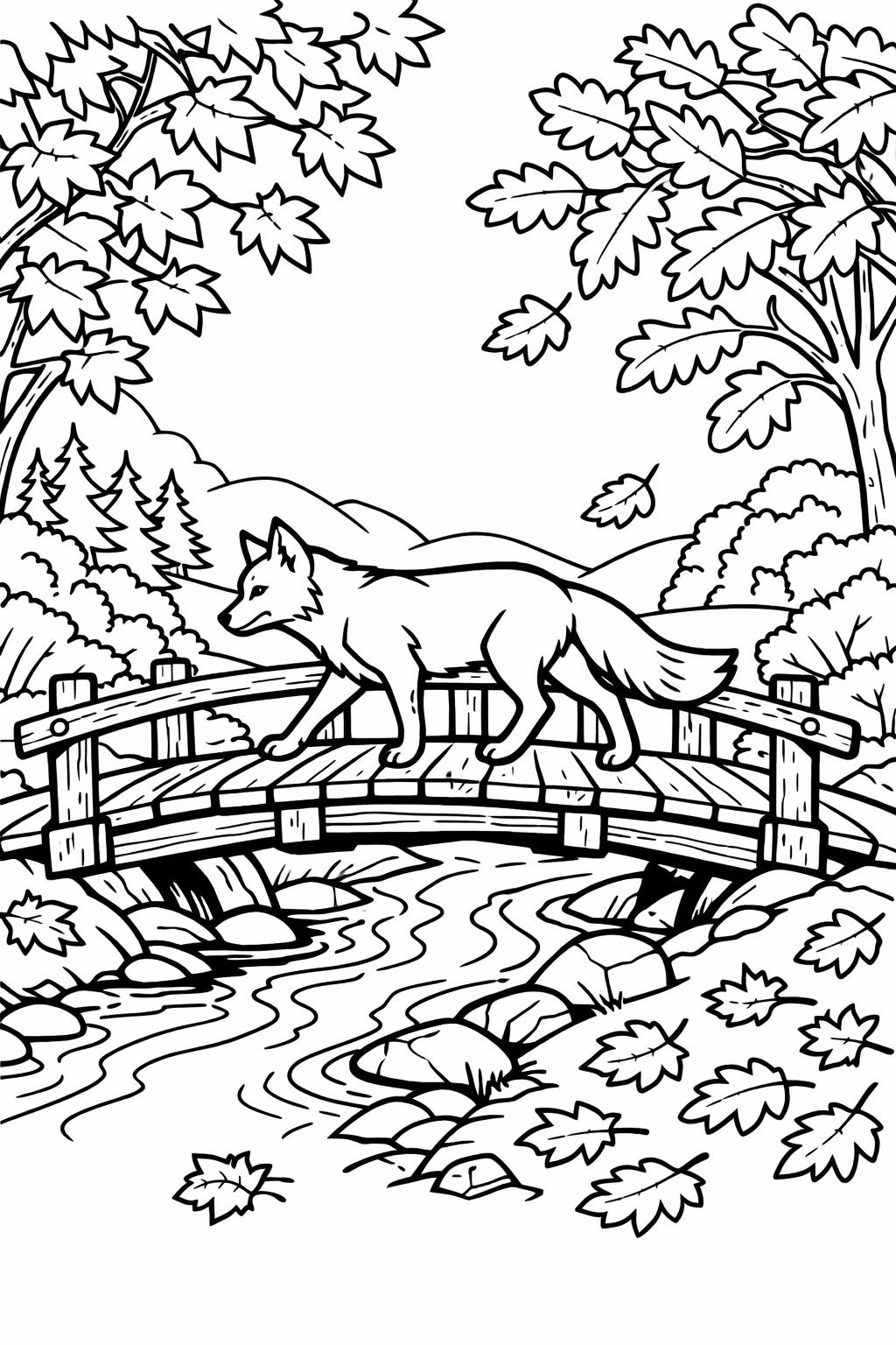 apple orchard coloring page | autumn farm scene | cozy printable page