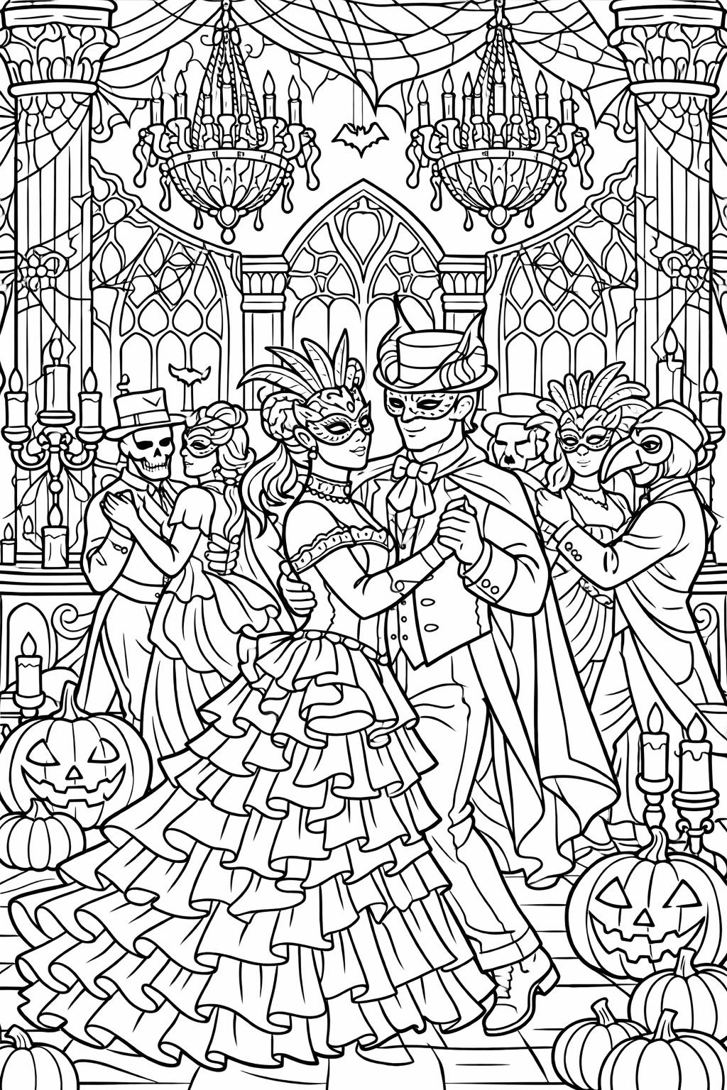 Halloween wreath coloring page | decorative spooky design | printable artwork