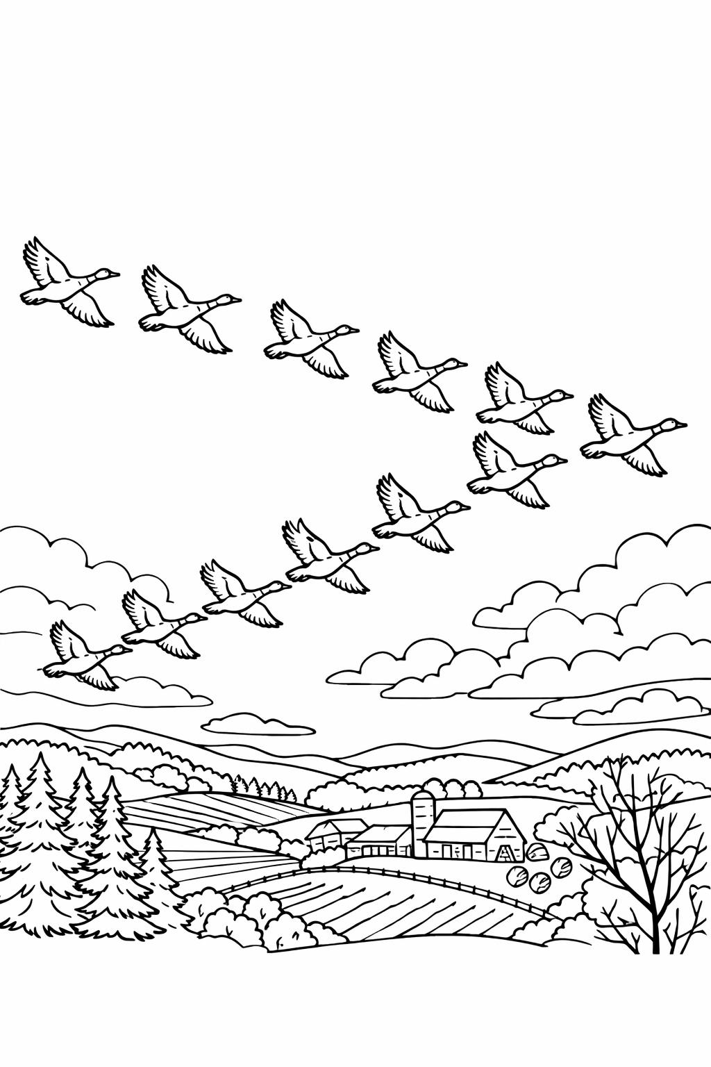 woodland animals coloring page | forest fall scene | nature coloring sheet