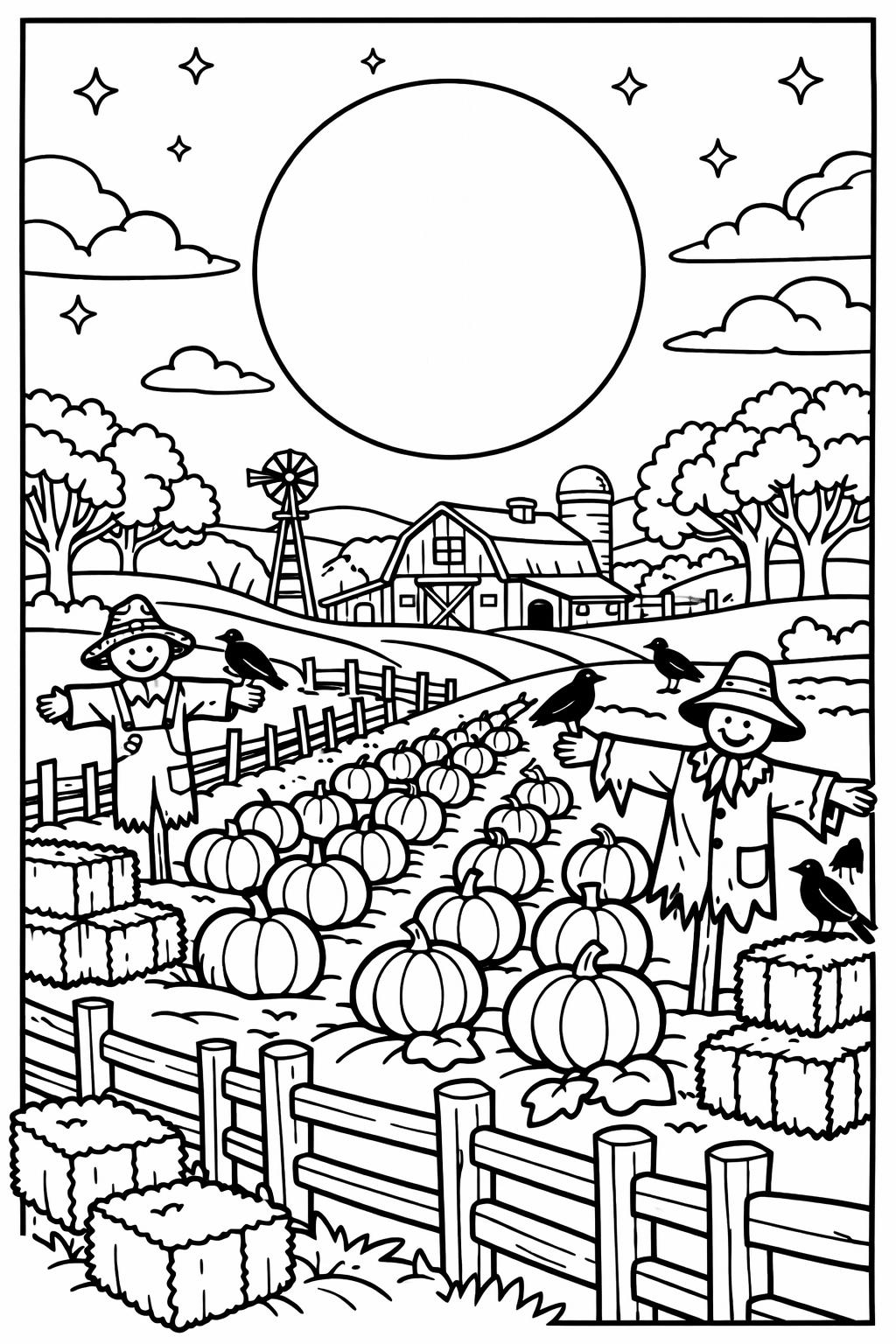 full moon coloring page | Halloween night illustration | relaxing artwork
