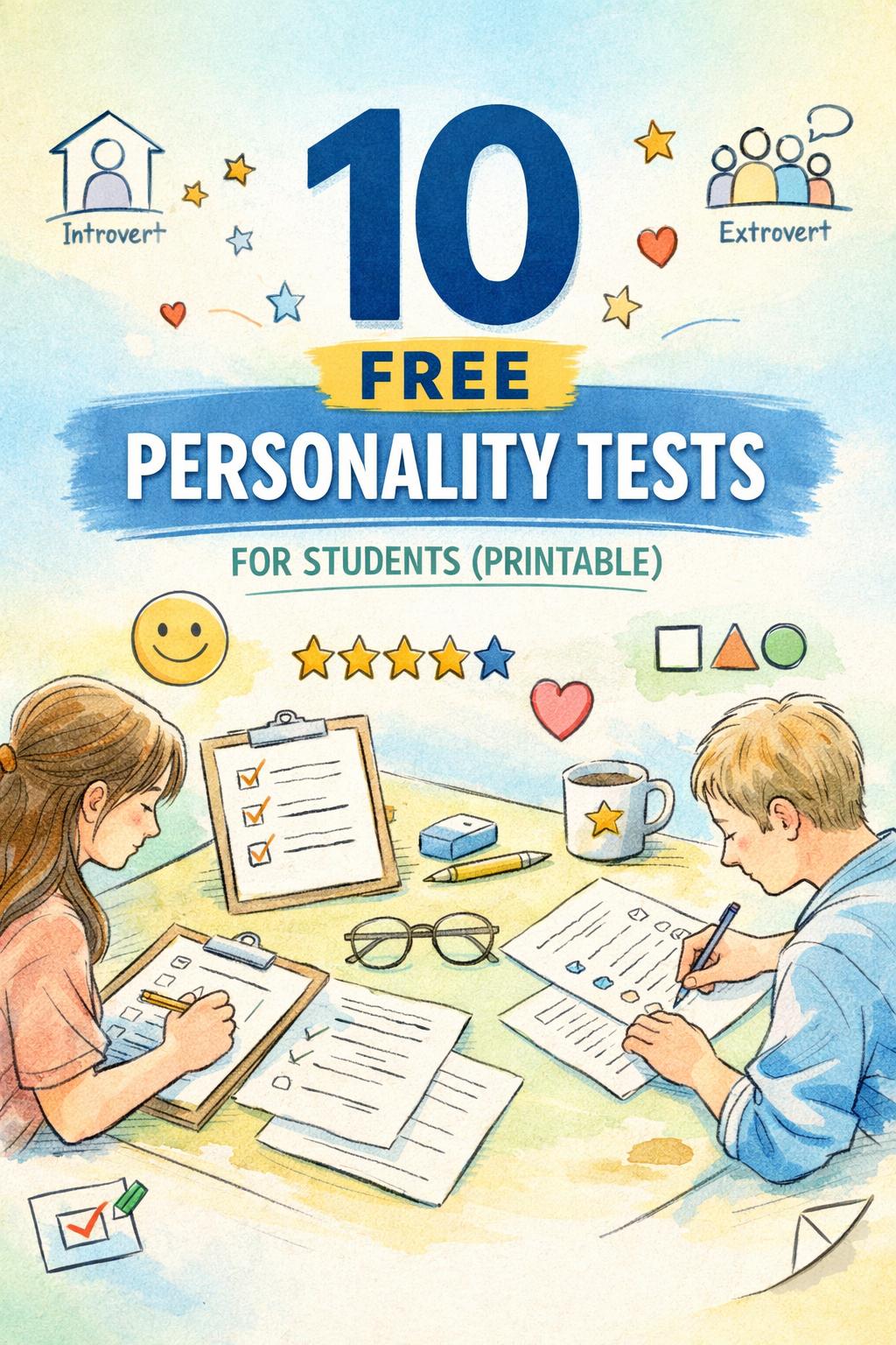 Explore 10 fun printable personality tests for students to uncover their temperament, career paths, and unique traits like ENFJ or ENTJ in an engaging way.personality tests for students | 16 personalities | introvert | extrovert | MBTI | personality test quiz | self-discovery activities | Meyers Briggs | MBTI 16 | Free Personality Tests | Personality Quiz | Mind Test | ISFJ | INFP