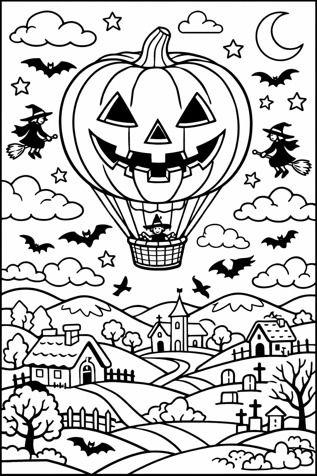 scarecrow coloring page | eerie harvest character | Halloween artwork