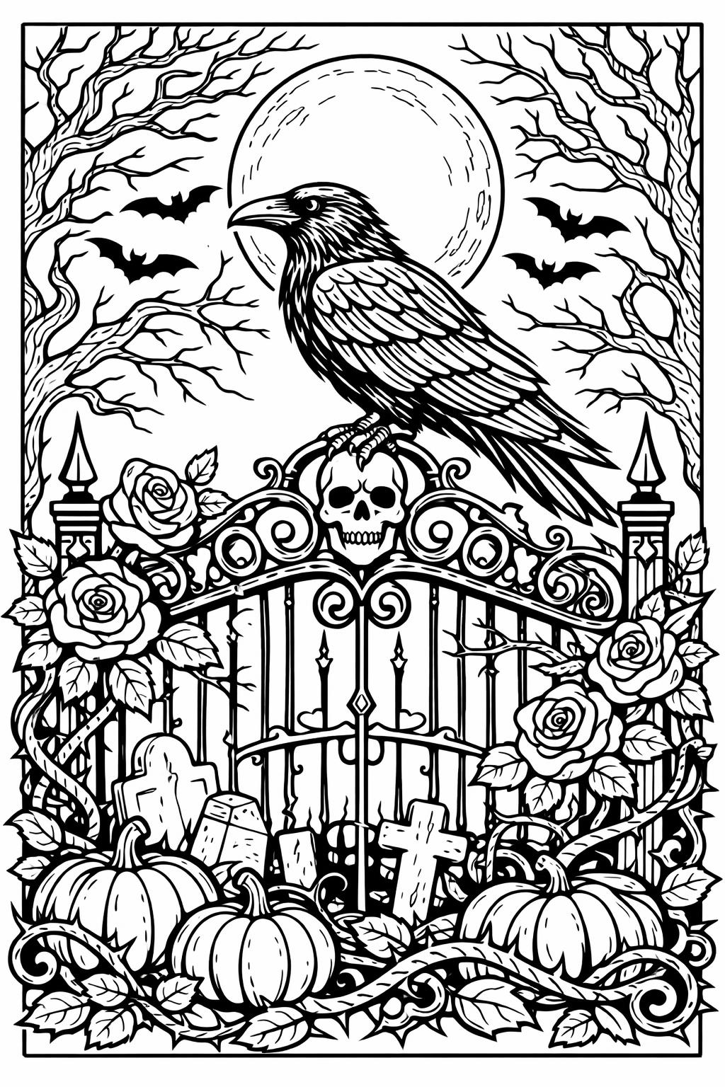 Halloween owl coloring page | spooky woodland bird | printable coloring page