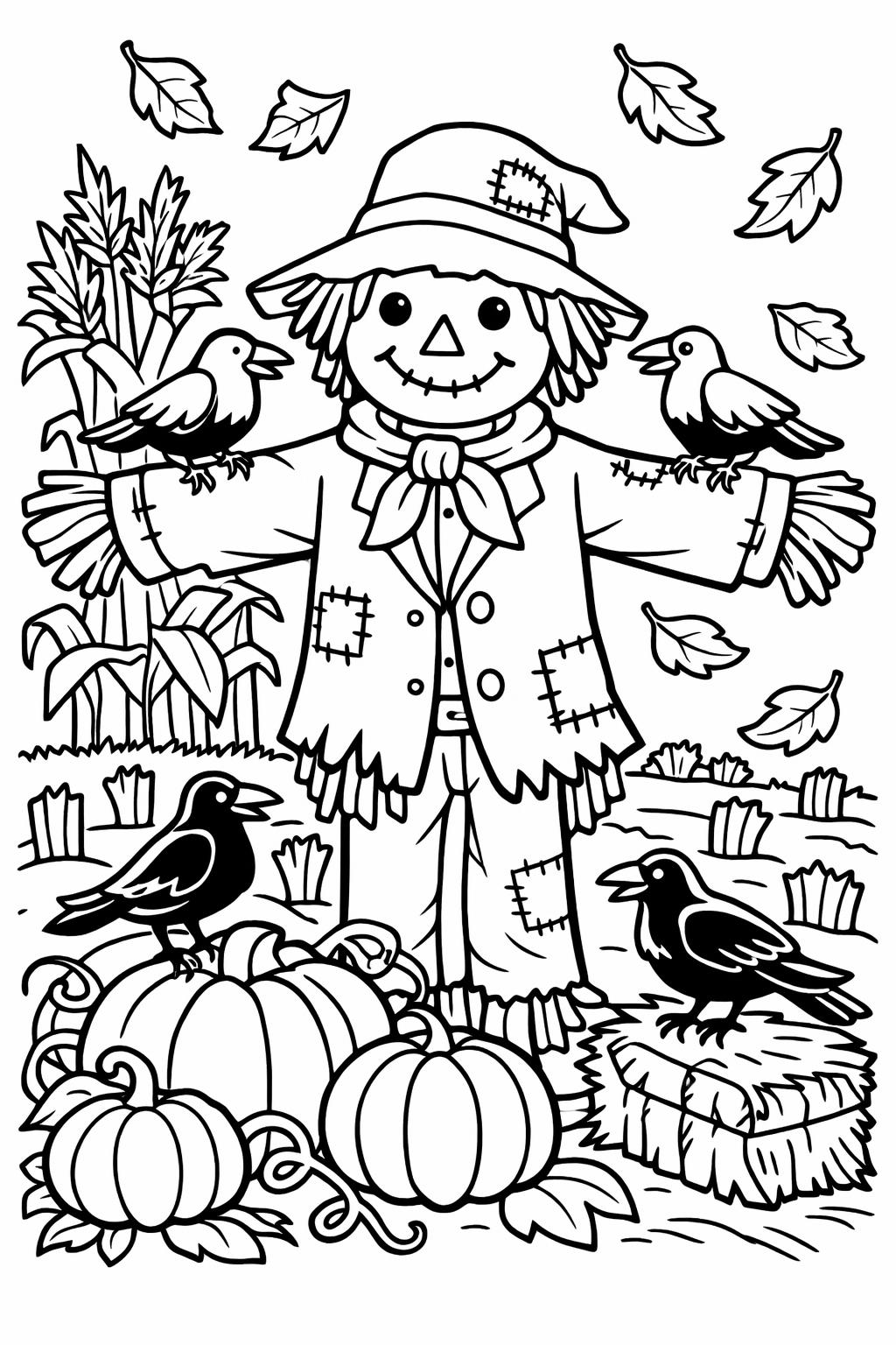 pumpkin patch coloring page | harvest field illustration | seasonal coloring sheet