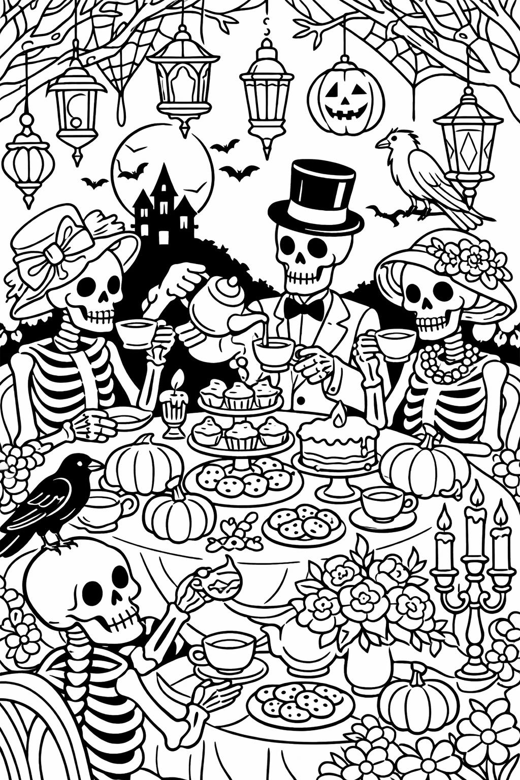 haunted castle coloring page | gothic fantasy architecture | intricate coloring page