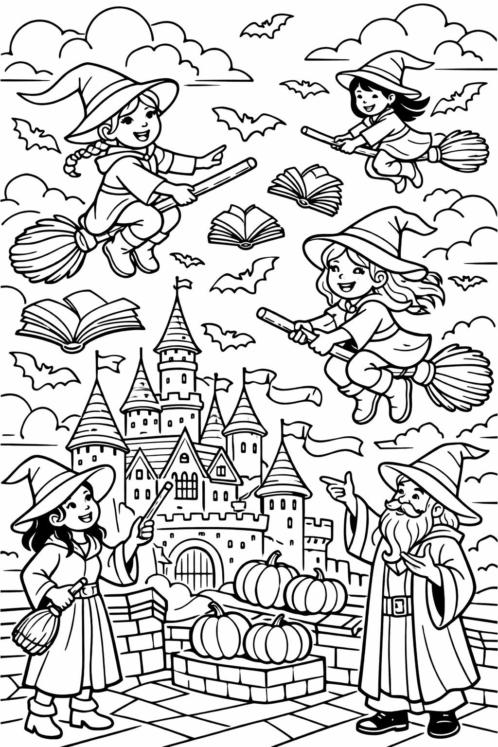 raven and pumpkin coloring page | spooky autumn scene | printable coloring page