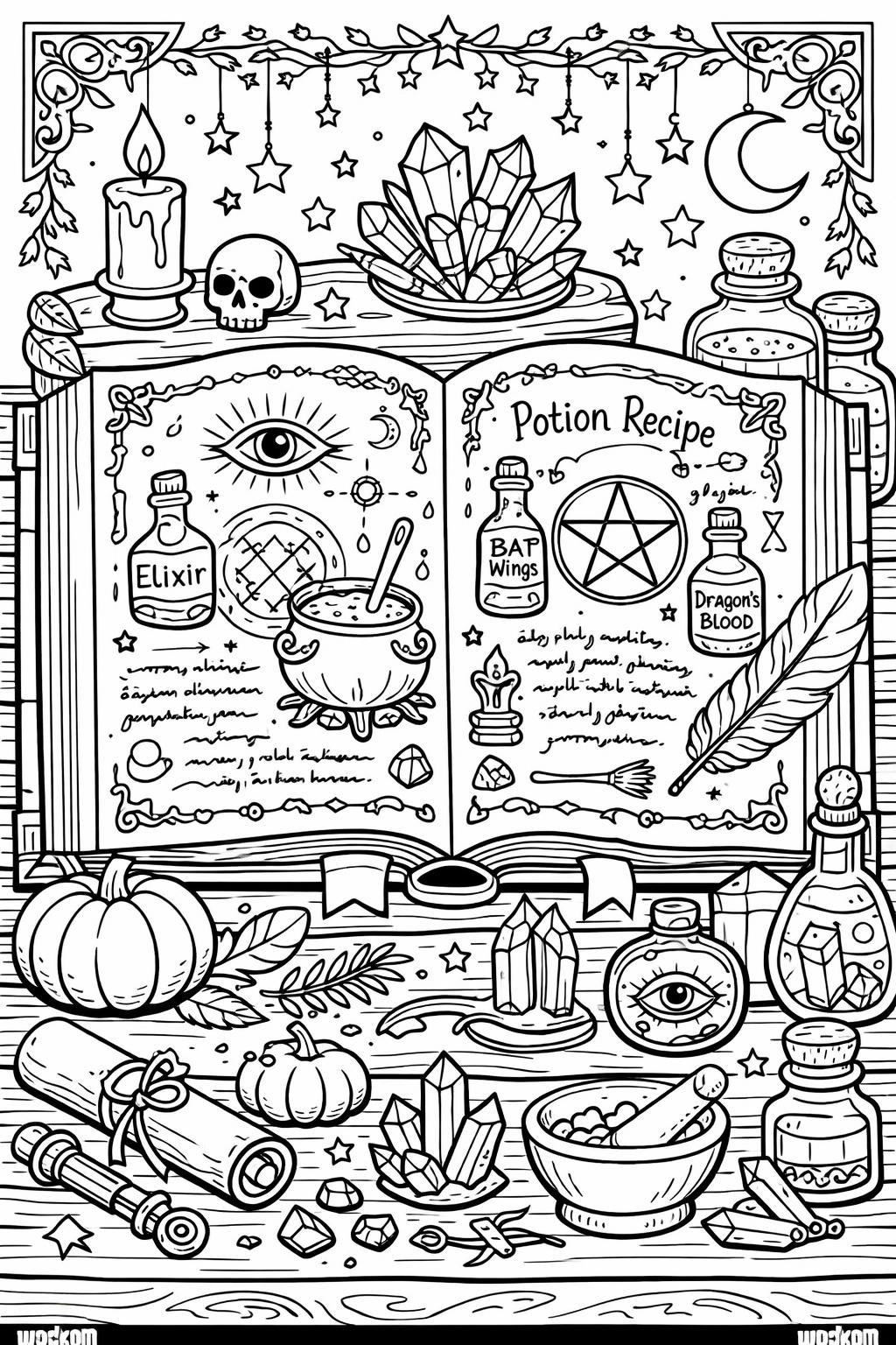 cemetery coloring page | haunted graveyard illustration | gothic coloring sheet