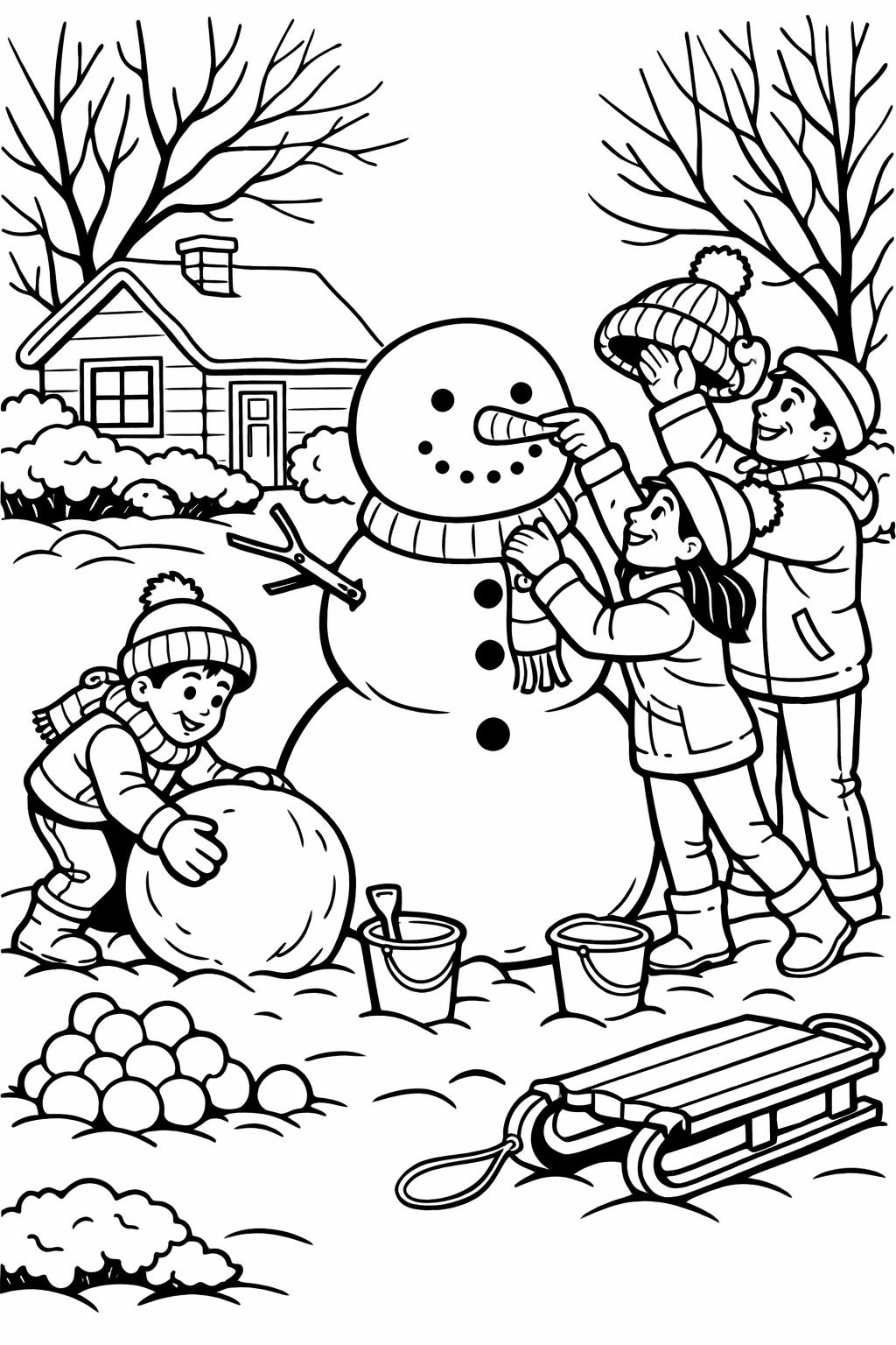winter birds coloring page | snowy nature scene | printable coloring activity