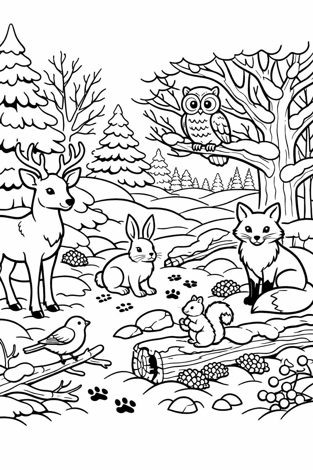 reindeer winter coloring page | festive seasonal character | kids coloring activity